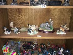 8 Border Fine Arts figurine groups, badgers, fox, hounds, sheep etc.