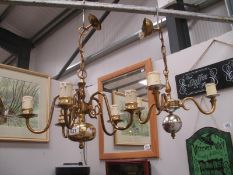 A 3-branch and 5-branch brass ceiling lights