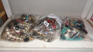3 bags of costume jewellery