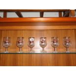 A set of 6 mid 20th century glasses with hunting scene dipiction