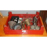 A quantity of silver plated items including toast rack etc.