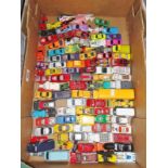 A box of die-cast toys