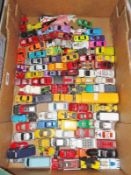 A box of die-cast toys