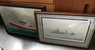 2 framed & glazed boat pictures