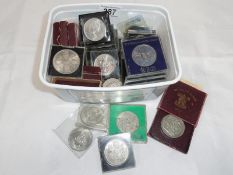 A quantity of British coins - 47 crowns, 15 five shillings and 17 1951 festival of Britain.