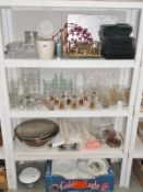 4 shelves of assorted glassware & ceramics etc.