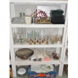 4 shelves of assorted glassware & ceramics etc.