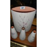 4 glazed stoneware vases