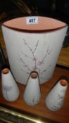 4 glazed stoneware vases