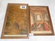 2 framed and glazed watercolours. 23.5cm x 13.