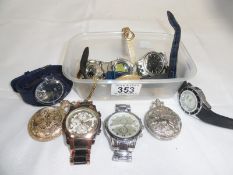 A box of watches including Tissot, TAG heuer etc.