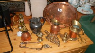 A quantity of copper/brass & pewter
