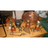 A quantity of copper/brass & pewter