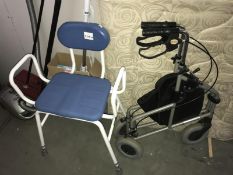 An invalid walking aid and a chair