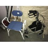 An invalid walking aid and a chair