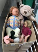 A box of old dolls & teddies
