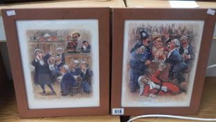 A pair of framed & glazed prints,