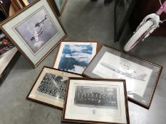 3 aviation prints & 2 group photographs