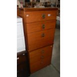 2 teak bedside chest of drawers