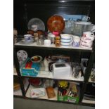 3 shelves of kitchenware & glassware