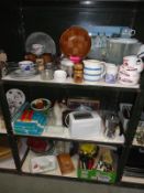 3 shelves of kitchenware & glassware