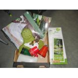 A quantity of gardening items including planters & obelisk etc.