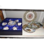 A Crown Staffordshire coffee set & 4 collectors plates