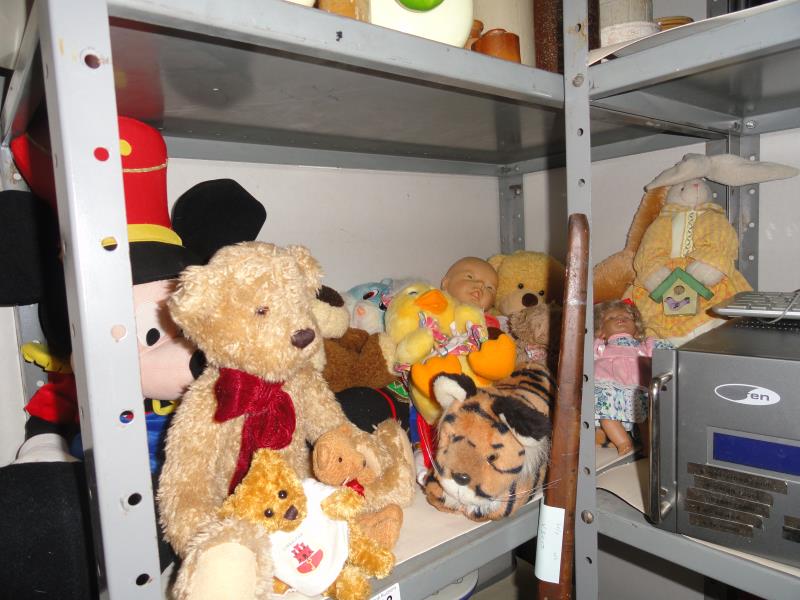 A quantity of cuddly toys including Disney Mickey Mouse Bandsman
