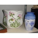 A large jardiniere & a vase