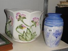 A large jardiniere & a vase