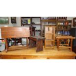 4 pieces of wooden furniture including drop leaf table,