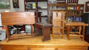 4 pieces of wooden furniture including drop leaf table,