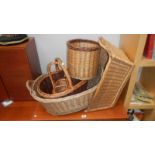 6 items of wickerware including baskets