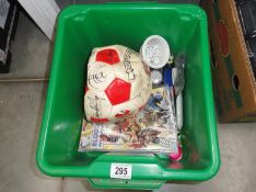 A box of miscellaneous including a signed Lincoln City football