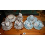 21 pieces of Roslyn china teaware & 31 pieces of Melba china teaware