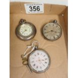 3 ladies pocket watches marked as 800 silver.