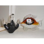 A glass art fish & swan