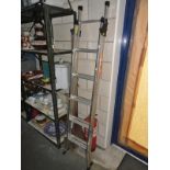 A metal extending ladder