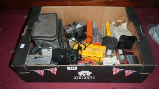 A box of camera equipment