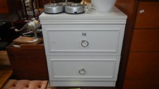 A white melamine 2 drawer chest