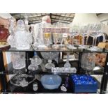 A quantity of assorted glassware including decanters, comports & wine glasses etc.