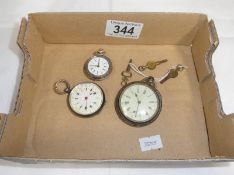 3 ladies pocket watches with one marked 935 silver