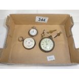 3 ladies pocket watches with one marked 935 silver