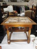 A tiled top side table
