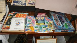 A quantity of 1970's comics, Thunderbirds figurines & unopened Monopoly game etc.