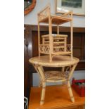 3 small pieces of wicker furniture including a table