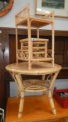 3 small pieces of wicker furniture including a table