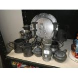 A mixed lot of metalware including pewter