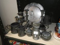 A mixed lot of metalware including pewter