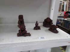 5 oriental figures including Dog of Foo, Frog, monkey etc.